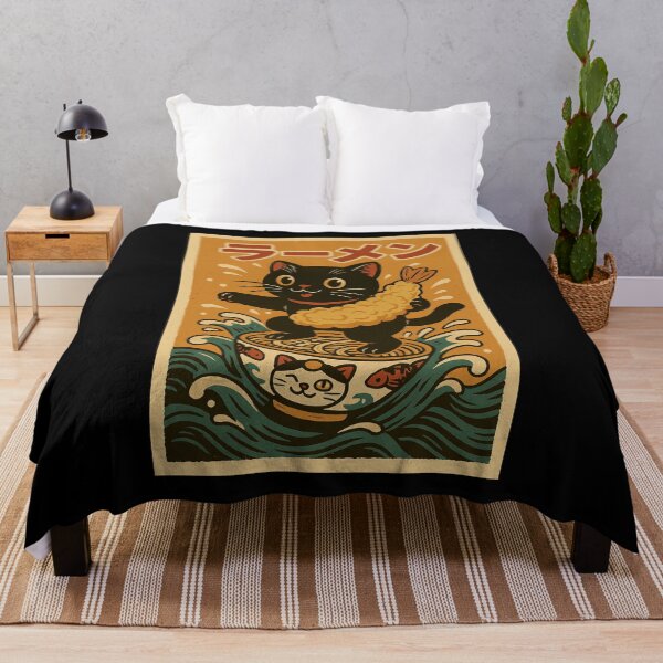 Item preview, Ramen Cat Black Cat Tempura Surf Japanese Vintage Style Art designed and sold by Damcoc.