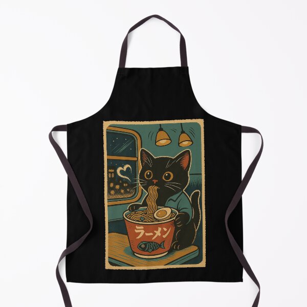 Item preview, Ramen Cat Black Cat Train Bento Ramen Japanese Vintage Style Art designed and sold by Damcoc.