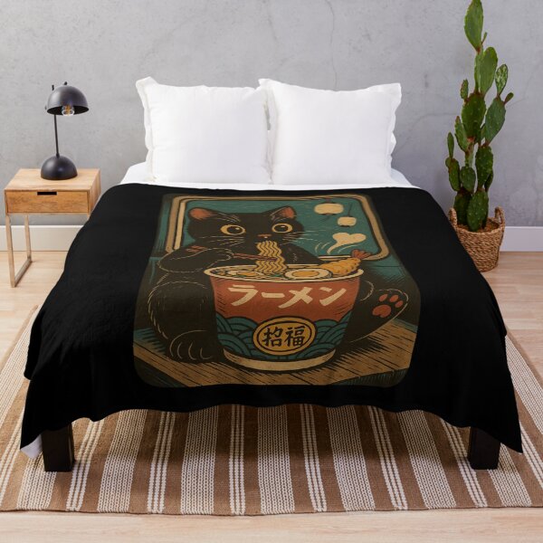 Item preview, Ramen Cat Black Cat Train Bento Ramen Japanese Vintage Style Art designed and sold by Damcoc.