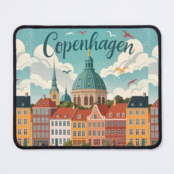 Item preview, Copenhagen Waterfront Illustration – Colorful Denmark Travel Artnhagen designed and sold by Witsprings.