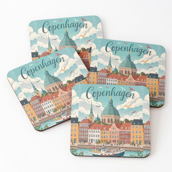Item preview, Copenhagen Waterfront Illustration – Colorful Denmark Travel Artnhagen designed and sold by Witsprings.