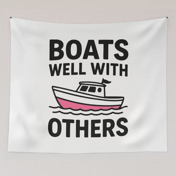 Item preview, Boats Well With Others Pink White designed and sold by ChristinasMess.