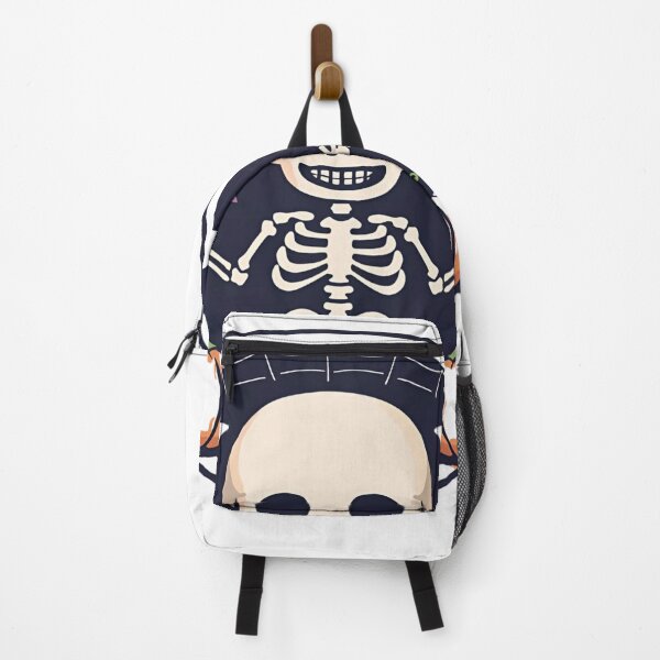 Item preview, Halloween Skeleton Inside Circular Night Banner With Pumpkins, Bats, Stars, And Spider Web Motif designed and sold by KanDa-Shop.