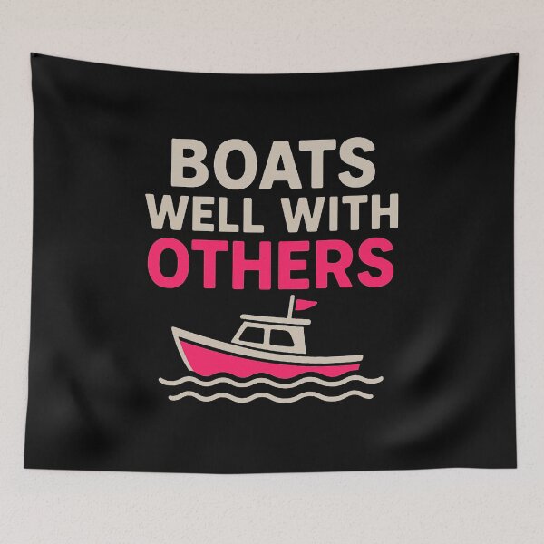 Item preview, Boats Well With Others Black Pink White designed and sold by ChristinasMess.