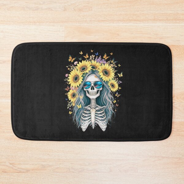Item preview, Skeleton Girl with Summer Flowers Gothic Aesthetic Watercolor Art designed and sold by ColorSplash123.