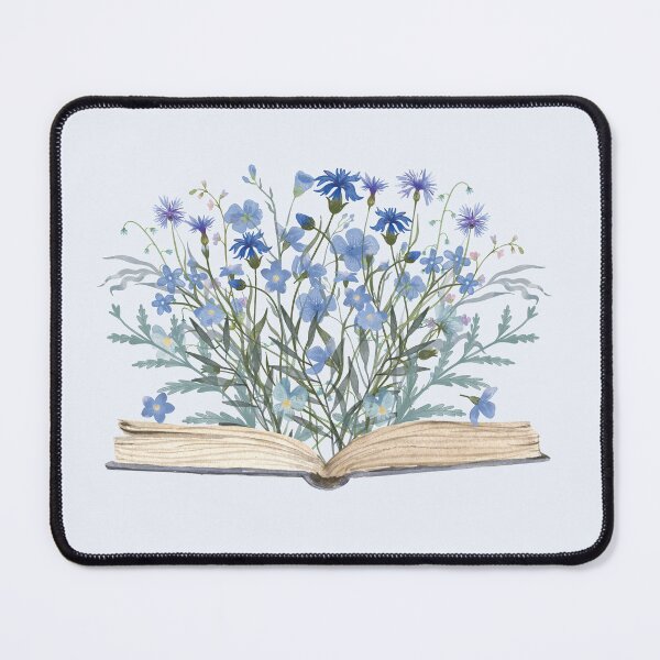 Item preview, Watercolor Open Book with Blue Flowers Floral Aesthetic designed and sold by Nature Hues.