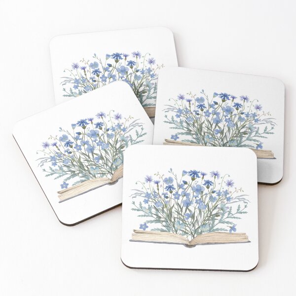 Item preview, Watercolor Open Book with Blue Flowers Floral Aesthetic designed and sold by Nature Hues.