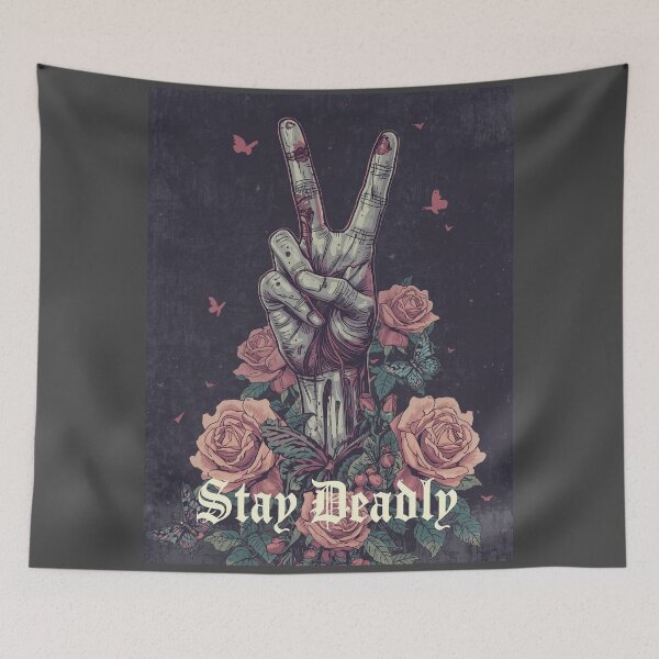 Item preview, Stay Deadly – V Sign Hand with Flowers designed and sold by Moon's Arts.