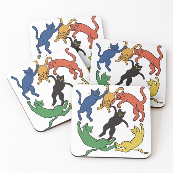 Item preview, Dancing cats matisse- french artist inspired fluid and colourful art designed and sold by Tanuja  Sharma.