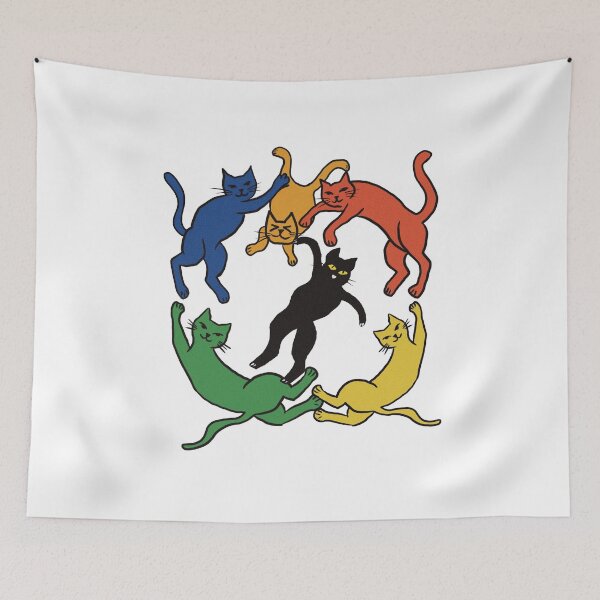 Item preview, Dancing cats matisse- french artist inspired fluid and colourful art designed and sold by Tanuja  Sharma.