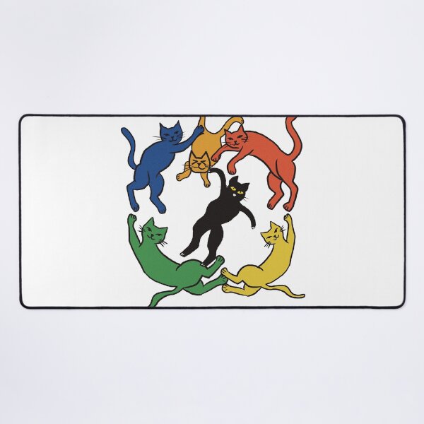 Item preview, Dancing cats matisse- french artist inspired fluid and colourful art designed and sold by Tanuja Sharma.