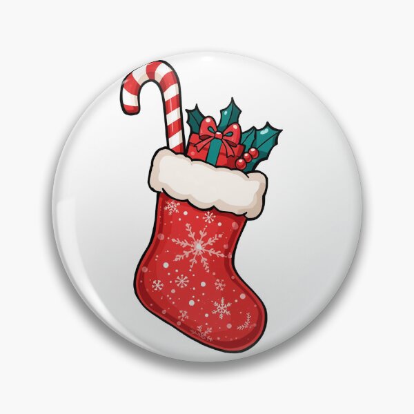 Item preview, Christmas Stocking Filled with Candy Cane, Gift, and Holly – Festive Holiday Illustration in Cartoon Style designed and sold by PixelVibe782.