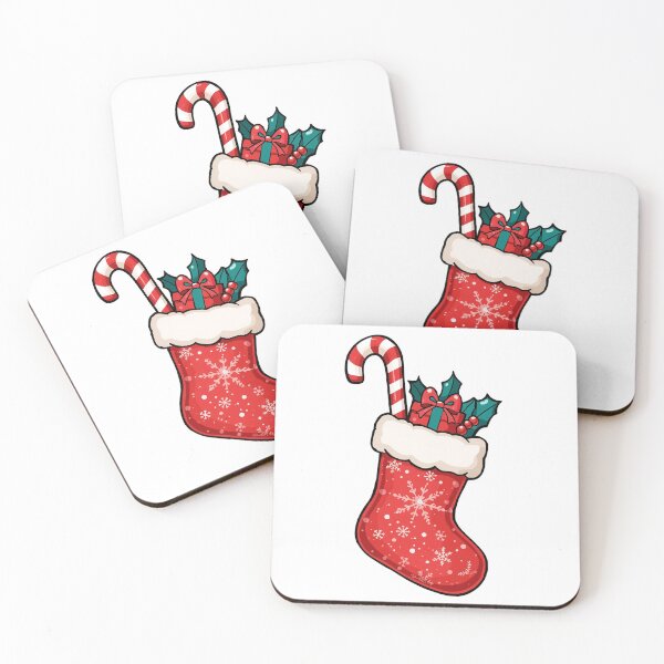 Item preview, Christmas Stocking Filled with Candy Cane, Gift, and Holly – Festive Holiday Illustration in Cartoon Style designed and sold by PixelVibe782.