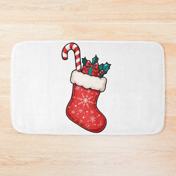Item preview, Christmas Stocking Filled with Candy Cane, Gift, and Holly – Festive Holiday Illustration in Cartoon Style designed and sold by PixelVibe782.