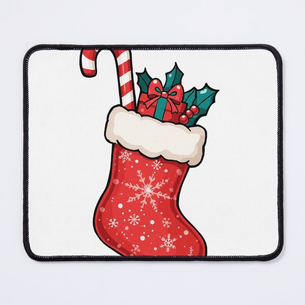 Item preview, Christmas Stocking Filled with Candy Cane, Gift, and Holly – Festive Holiday Illustration in Cartoon Style designed and sold by PixelVibe782.