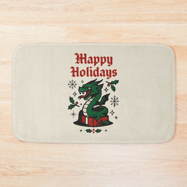 Item preview, Graphic Dragon Christmas Composition with Holly and Black Stars designed and sold by SplashTastic.