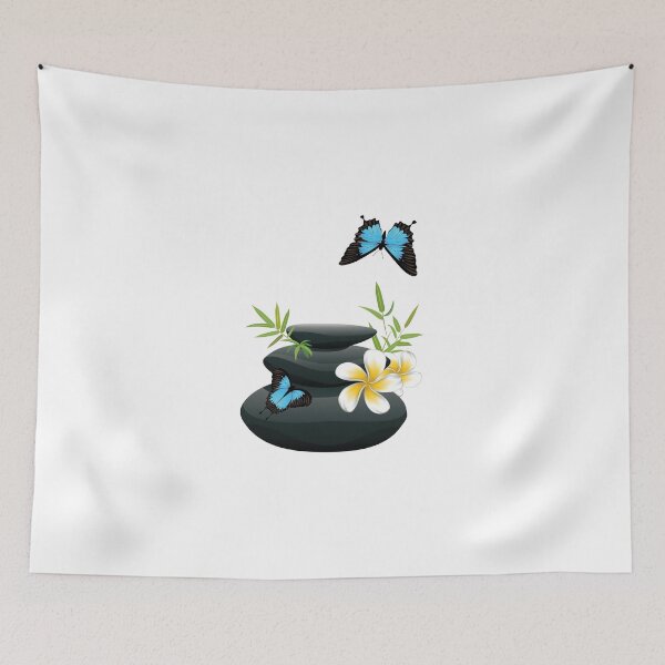 Item preview, Black pebble with white flower designed and sold by AnnArtshock.