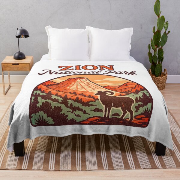 Item preview, Retro outdoor travel illustration of Zion National Park the iconic Checkerboard Mesa Sticker designed and sold by astriebatik.