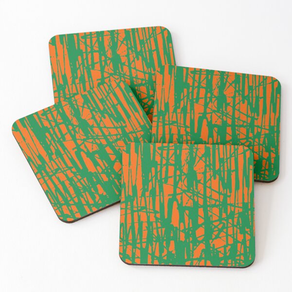 Item preview, Scribble Pattern Design – Orange Abstract Lines on Green Background designed and sold by Cultradesign.