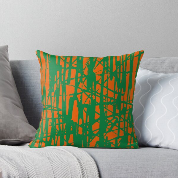 Item preview, Scribble Pattern Design – Orange Abstract Lines on Green Background designed and sold by Cultradesign.