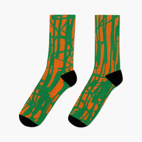 Item preview, Scribble Pattern Design – Orange Abstract Lines on Green Background designed and sold by Cultradesign.