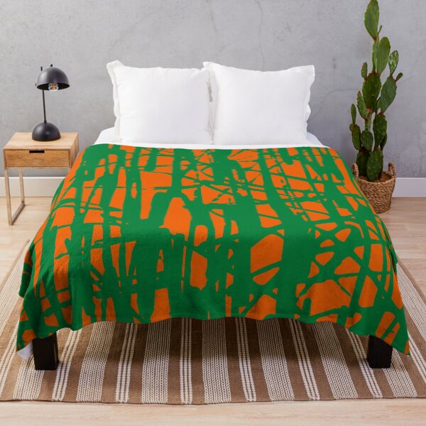 Item preview, Scribble Pattern Design – Orange Abstract Lines on Green Background designed and sold by Cultradesign.