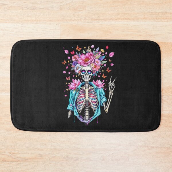 Item preview, Skeleton Girl with Floral Explosion Neon Gothic Aesthetic Art designed and sold by ColorSplash123.