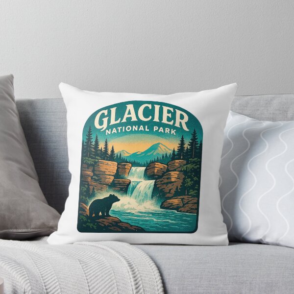 Item preview, Retro outdoor travel t-shirt illustration Glacier National Park the iconic St. Mary’s Falls sticker designed and sold by astriebatik.