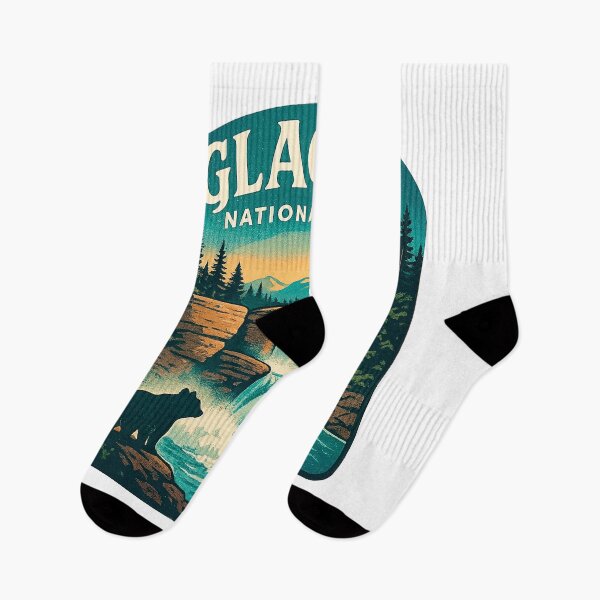 Item preview, Retro outdoor travel t-shirt illustration Glacier National Park the iconic St. Mary’s Falls sticker designed and sold by astriebatik.