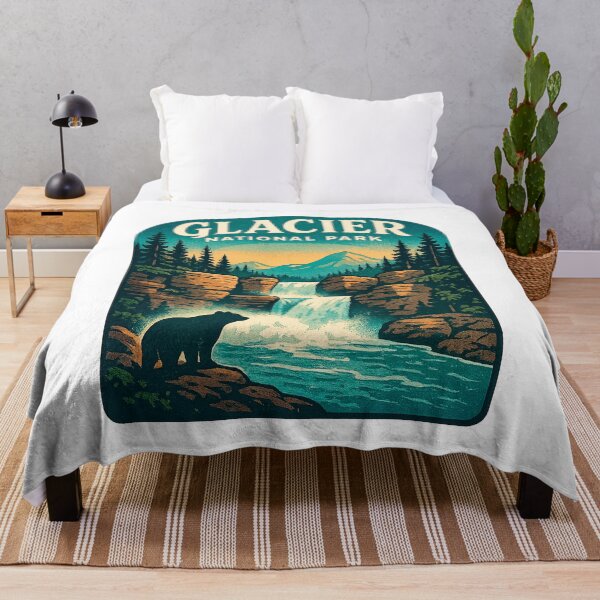 Item preview, Retro outdoor travel t-shirt illustration Glacier National Park the iconic St. Mary’s Falls sticker designed and sold by astriebatik.