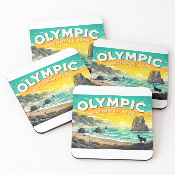 Item preview, Retro outdoor travel t-shirt illustration Olympic National Park the iconic Rialto Beach Sticker designed and sold by astriebatik.