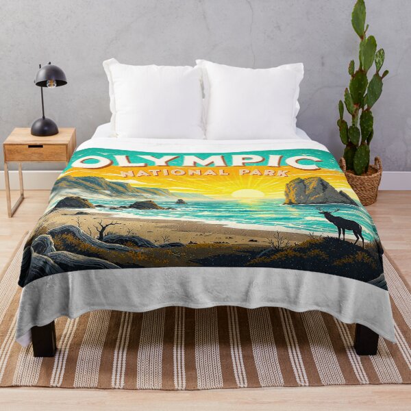 Item preview, Retro outdoor travel t-shirt illustration Olympic National Park the iconic Rialto Beach Sticker designed and sold by astriebatik.