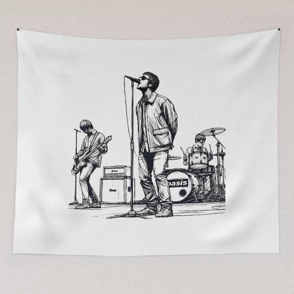 Item preview, Minimalist Line Art Of Oasis Performing  Retro Britpop Band Design  designed and sold by Anaisdemir.