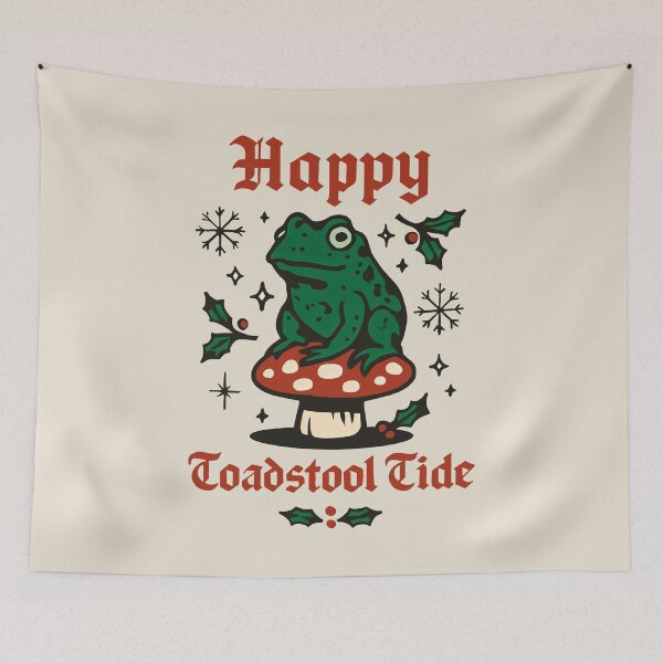 Item preview, Graphic Holiday Composition Featuring Toad and Mushroom with Gothic Text designed and sold by SplashTastic.