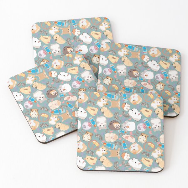Item preview, Gray Blue Cute Hamster Chaos — Funny Kawaii Hamsters & Guinea Pigs Seamless Pattern designed and sold by StudioSamanthaa.
