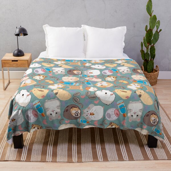 Item preview, Gray Blue Cute Hamster Chaos — Funny Kawaii Hamsters & Guinea Pigs Seamless Pattern designed and sold by StudioSamanthaa.