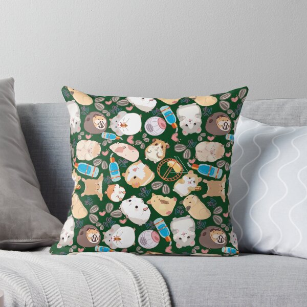 Item preview, Dark Green Cute Hamster Chaos — Funny Kawaii Hamsters & Guinea Pigs Seamless Pattern designed and sold by StudioSamanthaa.