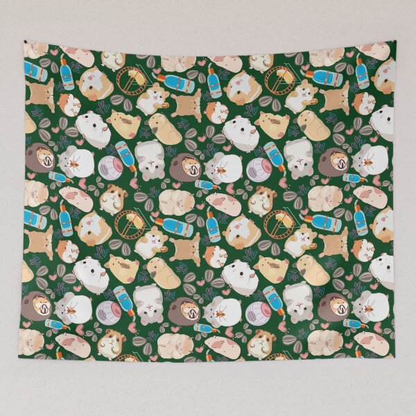 Item preview, Dark Green Cute Hamster Chaos — Funny Kawaii Hamsters & Guinea Pigs Seamless Pattern designed and sold by StudioSamanthaa.
