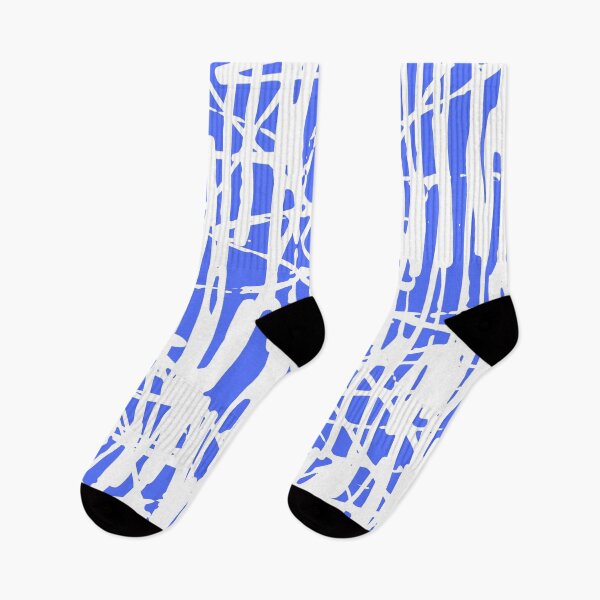 Item preview, Scribble Pattern Design – White Abstract Lines on Royal Blue Background designed and sold by Cultradesign.