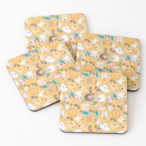 Item preview, Yellow Cute Hamster Chaos — Funny Kawaii Hamsters & Guinea Pigs Seamless Pattern designed and sold by StudioSamanthaa.