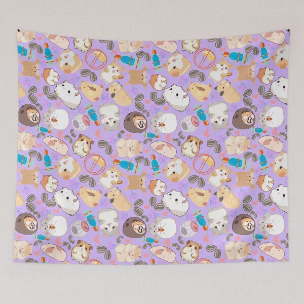 Item preview, Purple Cute Hamster Chaos — Funny Kawaii Hamsters & Guinea Pigs Seamless Pattern designed and sold by StudioSamanthaa.