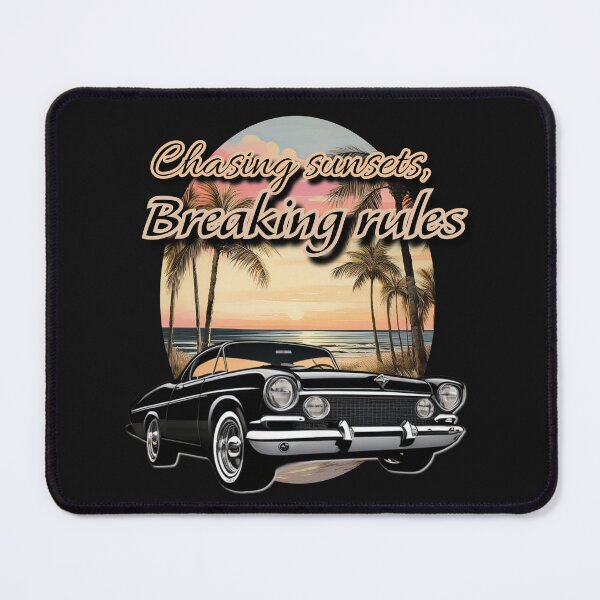 Item preview, Chasing sunsets, breaking rules -vintage Sunset american classic car art designed and sold by Digidelico.