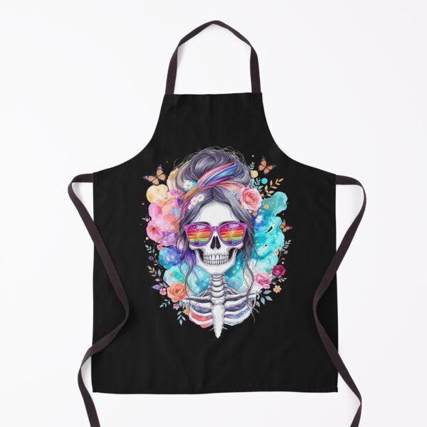 Item preview, Skeleton Girl with Boho Spirit Colorful Watercolor Gothic Art designed and sold by ColorSplash123.