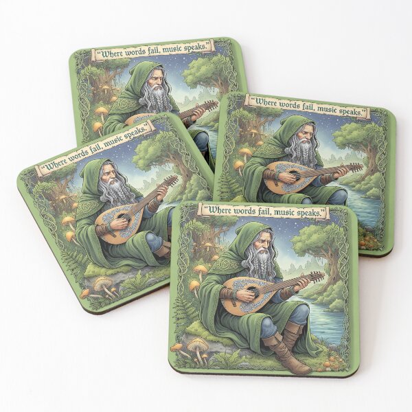 Item preview, Celtic Druid Bard Playing Lute Fantasy Art designed and sold by PrintixelArt.