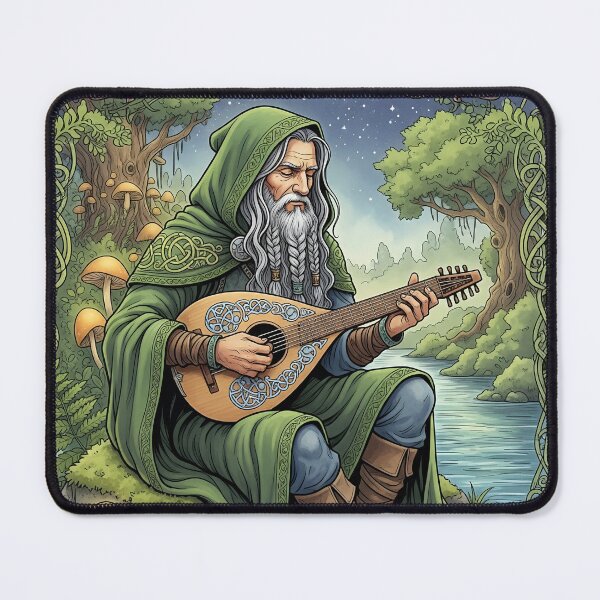 Item preview, Celtic Druid Bard Playing Lute Fantasy Art designed and sold by PrintixelArt.