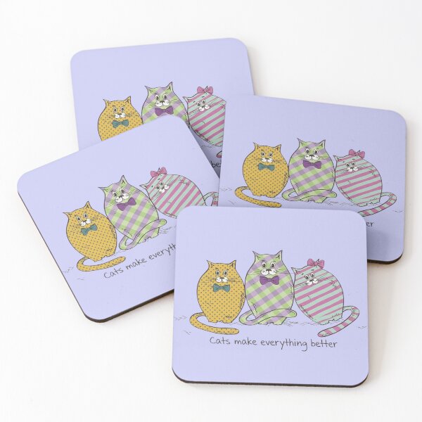 Item preview, Quirky Patterned Cats Illustration – Cats Make Everything Better Quote Art designed and sold by anandsiva2703.