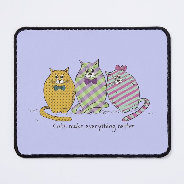 Item preview, Quirky Patterned Cats Illustration – Cats Make Everything Better Quote Art designed and sold by anandsiva2703.
