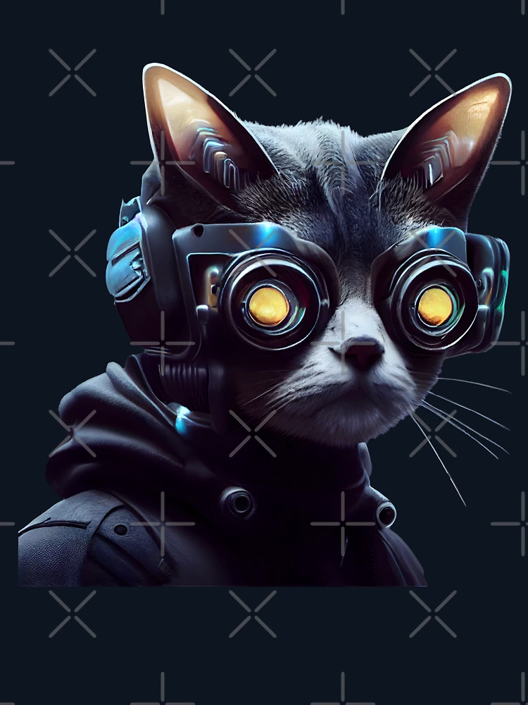 Thumbnail 6 of 6, Lightweight Sweatshirt, Cyberpunk, Cat designed and sold by RWT-Design.