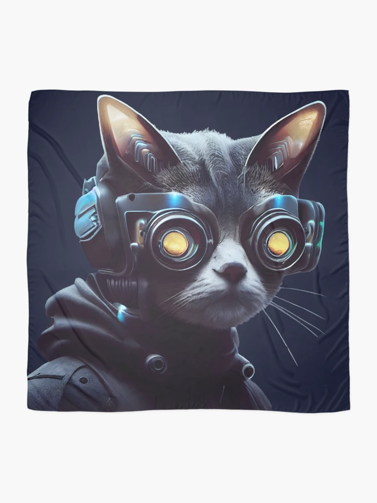 Thumbnail 2 of 3, Scarf, Cyberpunk, Cat designed and sold by RWT-Design.