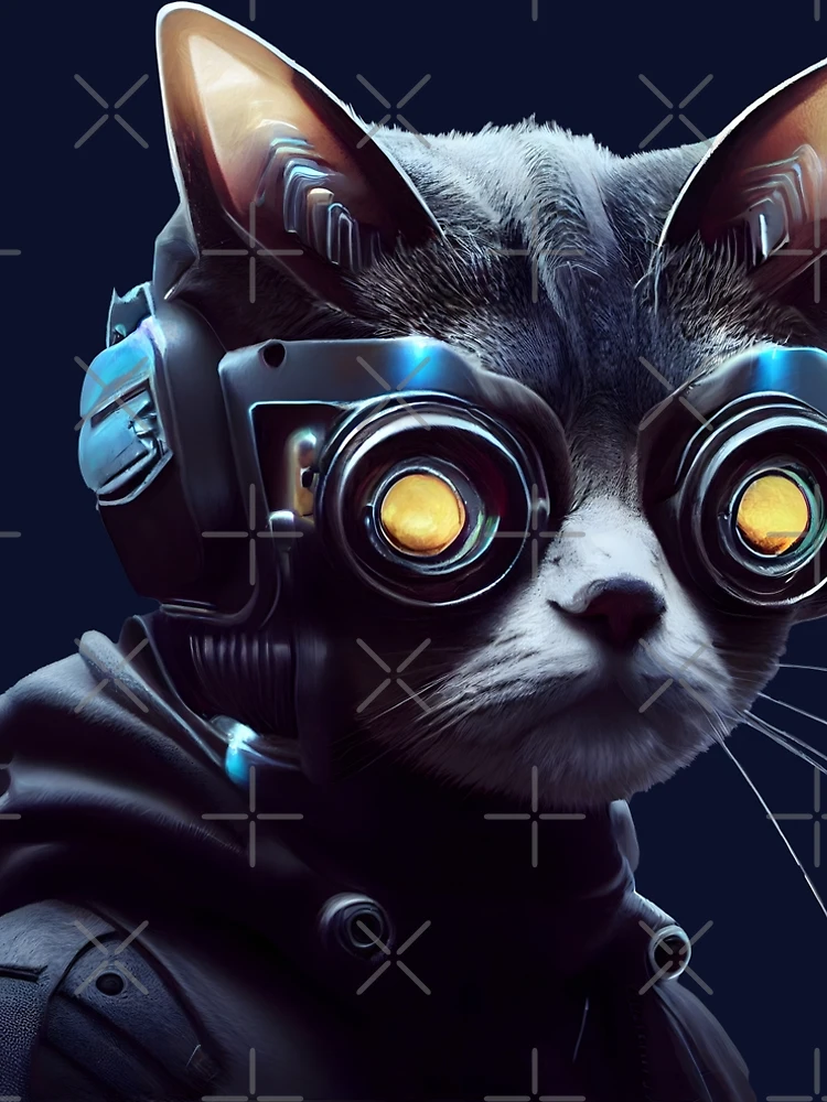 Aperçu 5 sur 5. Robe trapèze avec l'œuvre Cyberpunk, Chat créée et vendue par RWT-Design.